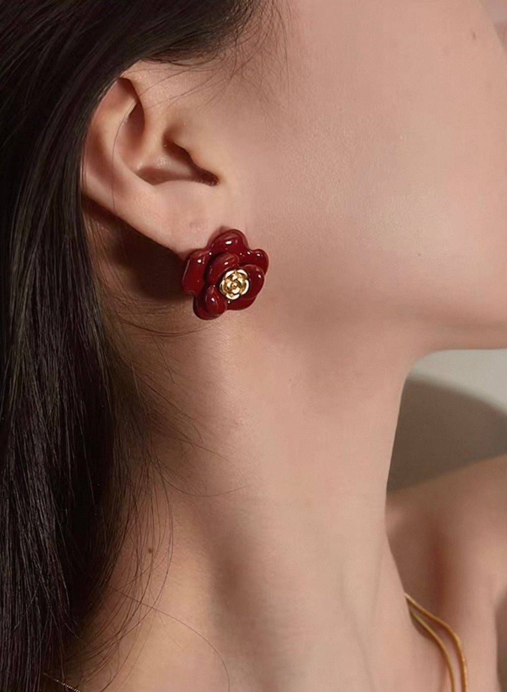 Red Blossom Earrings – Elegant Floral Statement