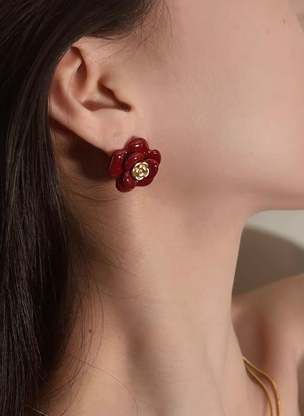 Red Blossom Earrings – Elegant Floral Statement